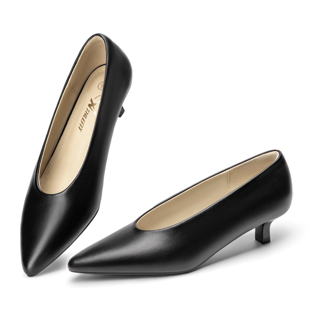 Athlefit Low Kitten Heel Pump in Black